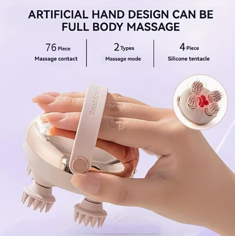 Electric Scalp Massager, Head Massager Scalp Stress Relax, Rechargeable IPX7 Waterproof 2 Massage Styles, 8 Removable Claws for Head/Body Massage & Face Cleaning