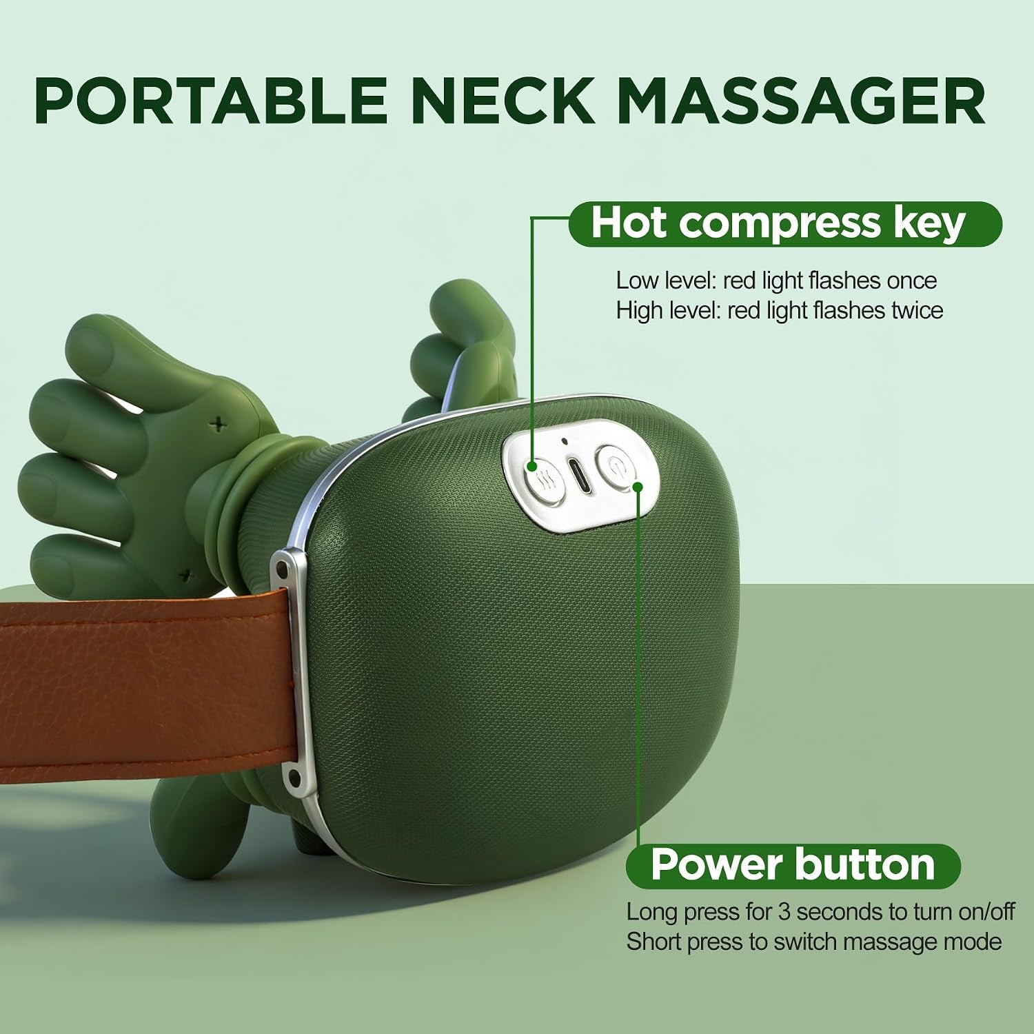 4D Bionic Neck Massager, Deep Tissue Kneading Shoulder Massager with 3 Heat Levels, Portable Electric Massager with Soft Silicone Heads for Neck Shoulder Back Muscle Pain Relief & Relaxation