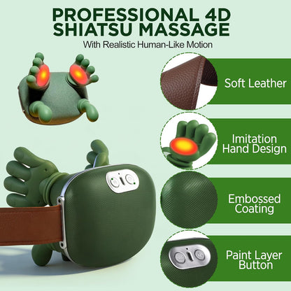 4D Bionic Neck Massager, Deep Tissue Kneading Shoulder Massager with 3 Heat Levels, Portable Electric Massager with Soft Silicone Heads for Neck Shoulder Back Muscle Pain Relief & Relaxation