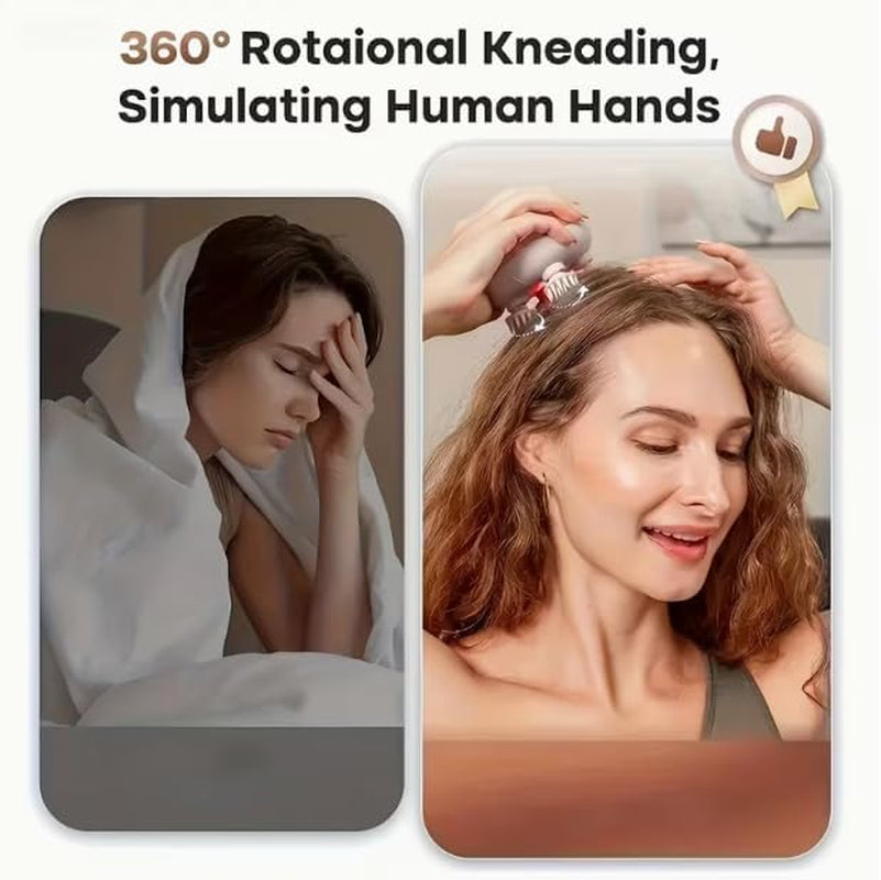 Electric Scalp Massager, Head Massager Scalp Stress Relax, Rechargeable IPX7 Waterproof 2 Massage Styles, 8 Removable Claws for Head/Body Massage & Face Cleaning