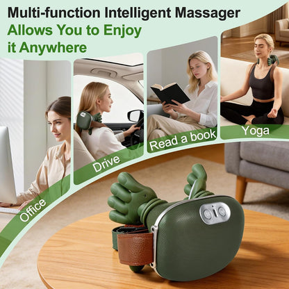 4D Bionic Neck Massager, Deep Tissue Kneading Shoulder Massager with 3 Heat Levels, Portable Electric Massager with Soft Silicone Heads for Neck Shoulder Back Muscle Pain Relief & Relaxation
