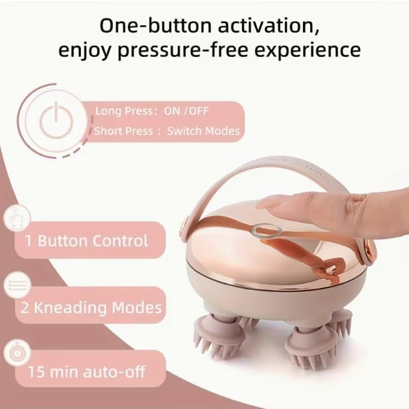 Electric Scalp Massager, Head Massager Scalp Stress Relax, Rechargeable IPX7 Waterproof 2 Massage Styles, 8 Removable Claws for Head/Body Massage & Face Cleaning